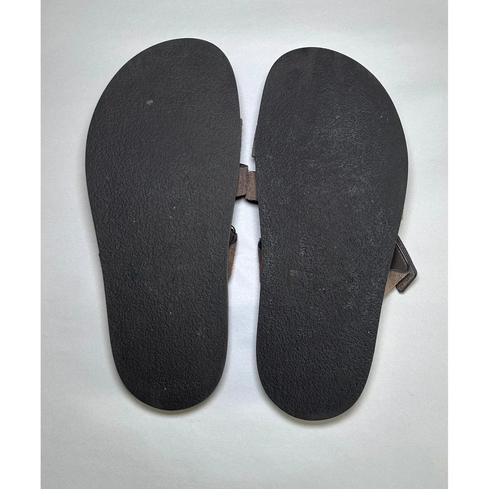 Tory Burch Ines Slide Brown Suede Double T Logo Flat Sandals Womens Size 8.5